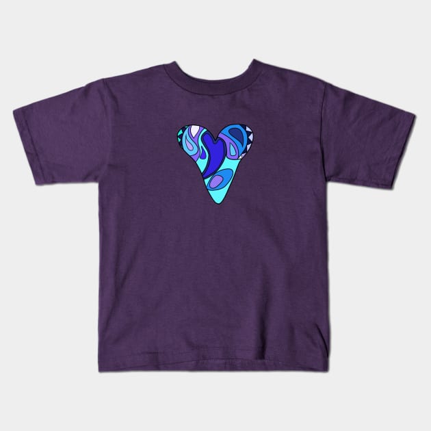 Long Blue Heart Kids T-Shirt by VazMas Design